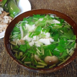 水菜と豆腐の味噌スープ